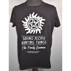 Supernatural Saving People Hunting Things T Shirt in Black Womens Size 1 NWOT